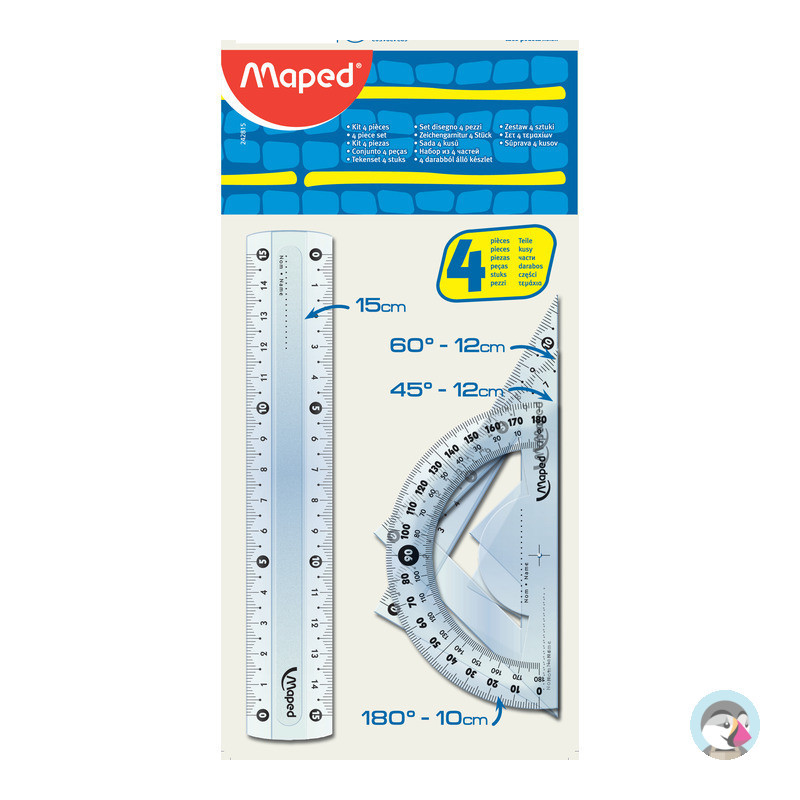 Komplet geometryczny linijka 15cm + 2ekierki +kątomierz 242815 MAPED