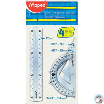 Komplet geometryczny linijka 15cm + 2ekierki +kątomierz 242815 MAPED