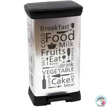 Kosz na śmieci CURVER DECO BIN z pedałem 50L srebrny metalizowany wzór KITCHEN 02162-K07-01 205873