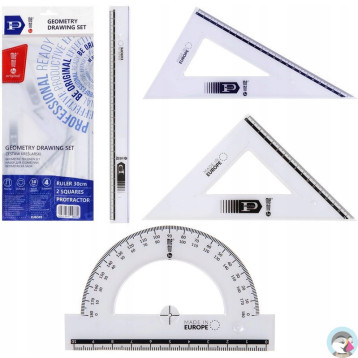 Komplet geometryczny duży z linijką 30cm MK107-00 MEMOBE