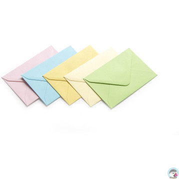 Koperta 70x100mm SATYNOWA mix kolorów pastelowych 130g. (50szt.) 280418 Galeria Papieru
