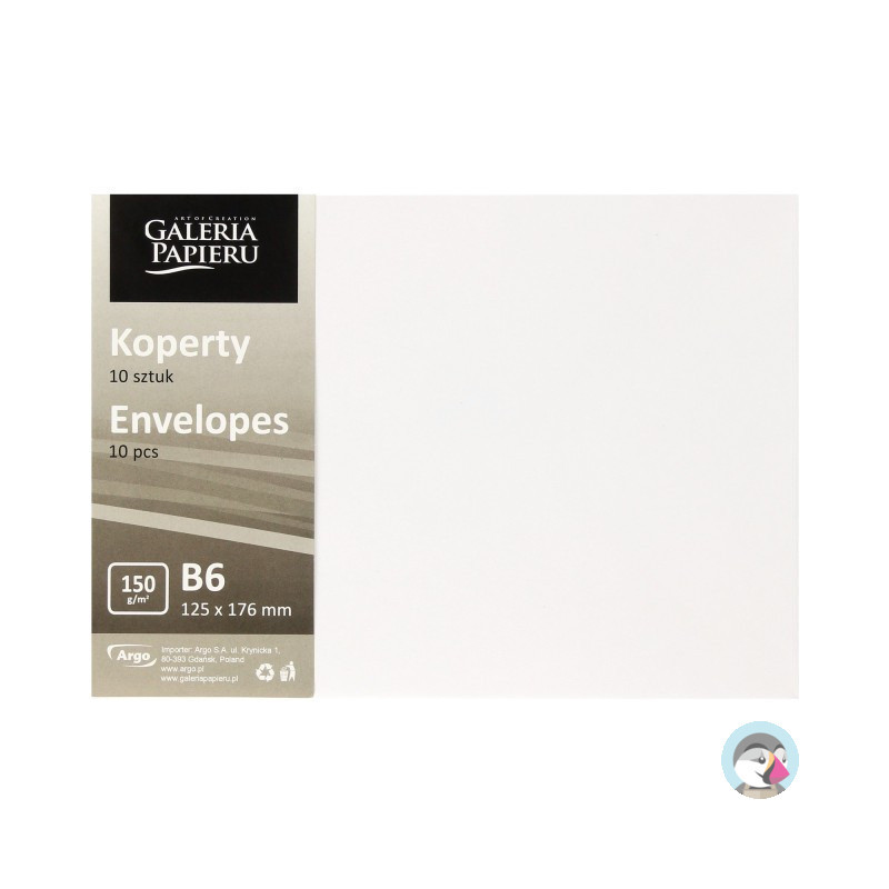 Koperta B6 Gładki biały 150g. (10szt.) 280891 Galeria Papieru