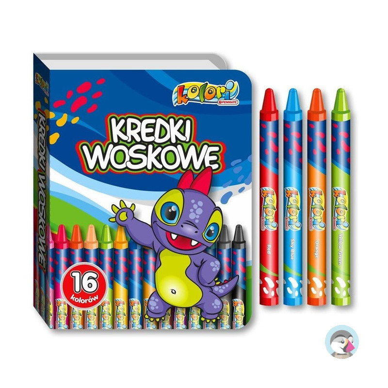 Kredki woskowe 16 kolorów w etui DINO TT8246 PENMATE