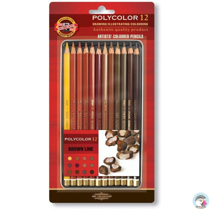 Kredki POLYCOLOR 12 szt brązy 3822/BR KOH-I-NOOR