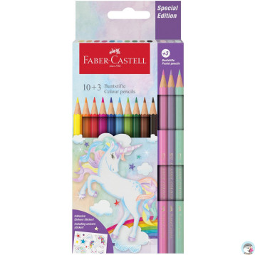 Kredki sześciokątne 10 kolorów + 3kolory pastelowe edycja JEDNOROŻEC 111219 Faber-Castell