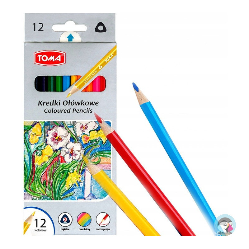 Kredki ołówkowe trójkątne 12 kolorów TO-544 TOMA