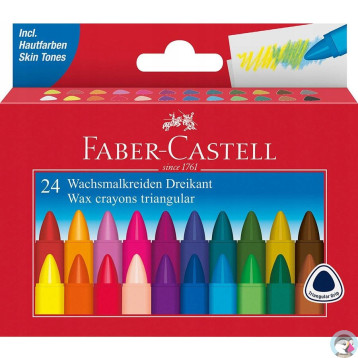 Kredki świecowe trójkątne 24kol opakowanie kartonowe 120024 Faber-Castell