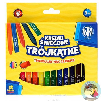 Kredki świecowe trójkątne zestaw 12 kolorów 316118001 ASTRA