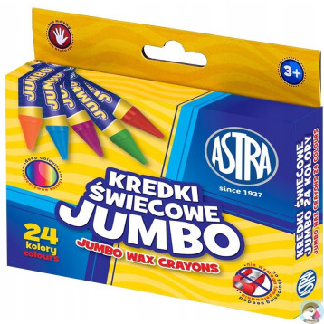 Kredki świecowe szkolne JUMBO grube zestaw 24 kolory 316118006 ASTRA
