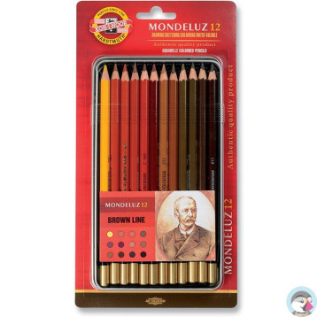 Kredki MONDELUZ 3722/BR 12 szt. LINIA BRĄZY op. metalowe KOH-I-NOOR