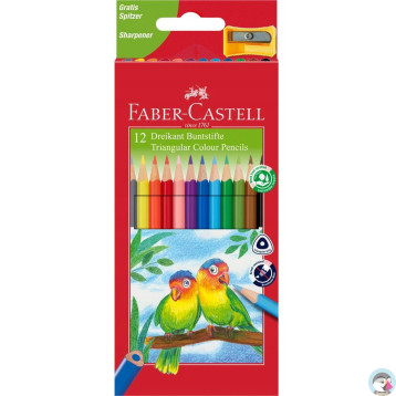 Kredki ECO COLOUR trójkątne 12 kol. + temperówka 120523 FABER-CASTELL