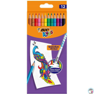 Kredki KIDS EVOLUTION ILLUSION ołówkowe pudełko 12kol. 9878681 BIC
