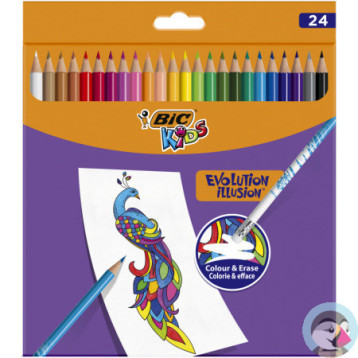 Kredki KIDS EVOLUTION ILLUSION ołówkowe pudełko 24kol. 9878691 BIC