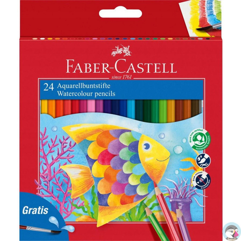 Kredki akwarelowez pędzelkiem RYBKA 24 kolory opak. kartonowe 114425 Faber-Castell