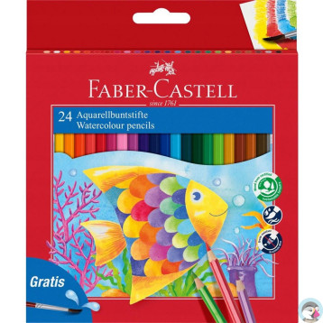 Kredki akwarelowez pędzelkiem RYBKA 24 kolory opak. kartonowe 114425 Faber-Castell