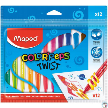 Kredki COLORPEPS świecowe wykręcane Twist 12szt. zip etui 860612 MAPED