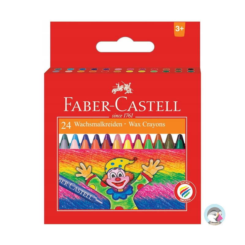 Kredki woskowe 24 kolory KLOWN opakowanie kartonowe FC 120057 FABER-CASTELL