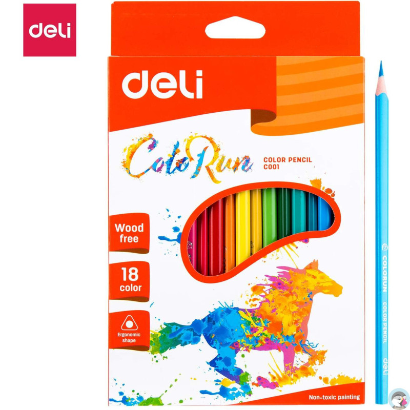 Kredki ołówkowe bezdrzewne COLORUN 18 kolorów EC00110 DELI
