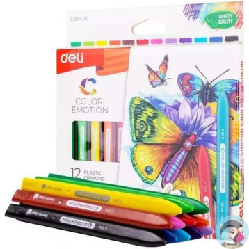 Kredki plastikowe trójkątne COLOR EMOTION 12 kolorów EC20000 DELI