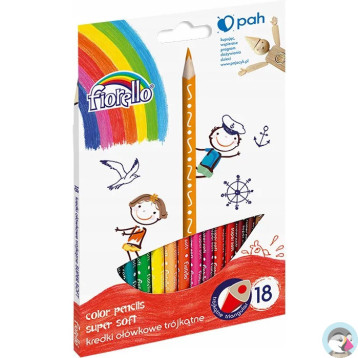 Kredki FIORELLO Super soft 18 kolorów trójkątna 170-2187