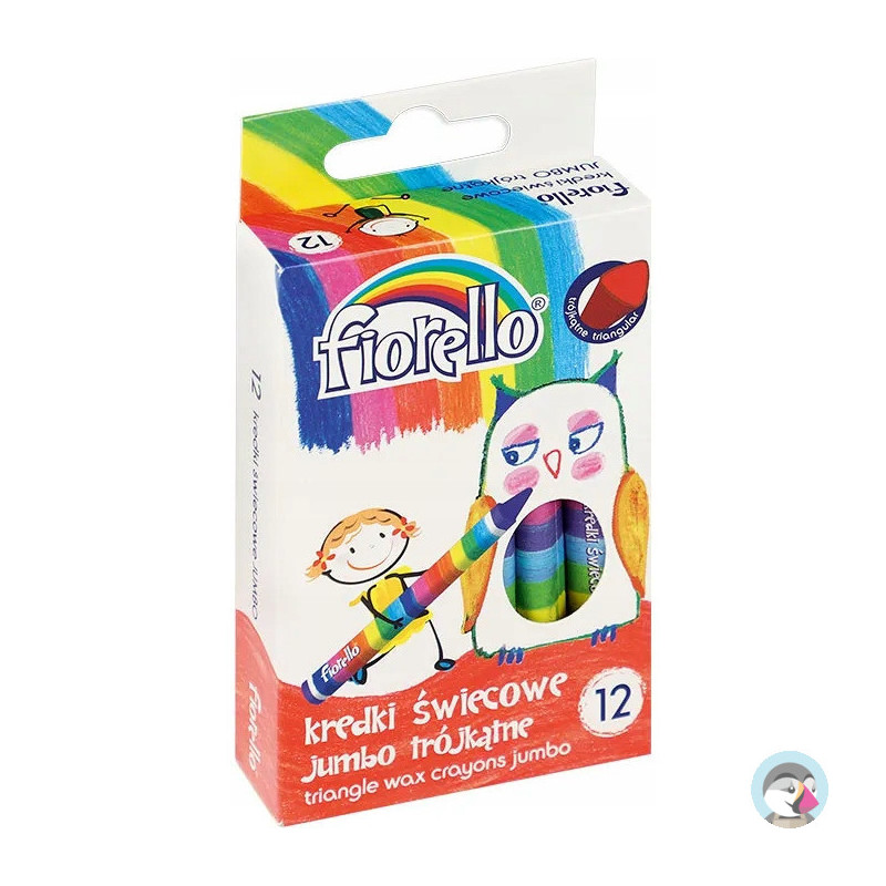 Kredki FIORELLO świecowe trójkątne 12 kolorów JUMBO 170-2209