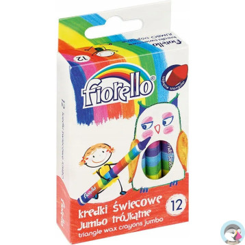 Kredki FIORELLO świecowe trójkątne 12 kolorów JUMBO 170-2209