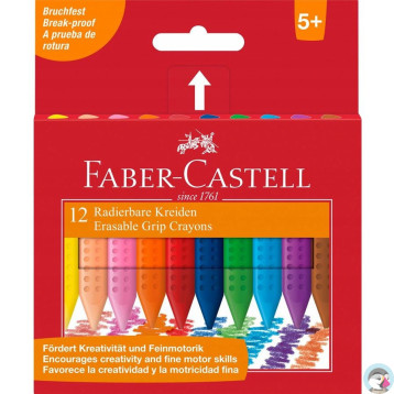 Kredki świecowe GRIP trójkątne 12 kolorów FABER-CASTELL 122520 FC