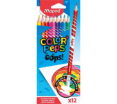 Kredki trójkątne ścieralne z gumką 12 kolorów OOPS 832812 COLORPEPS MAPED