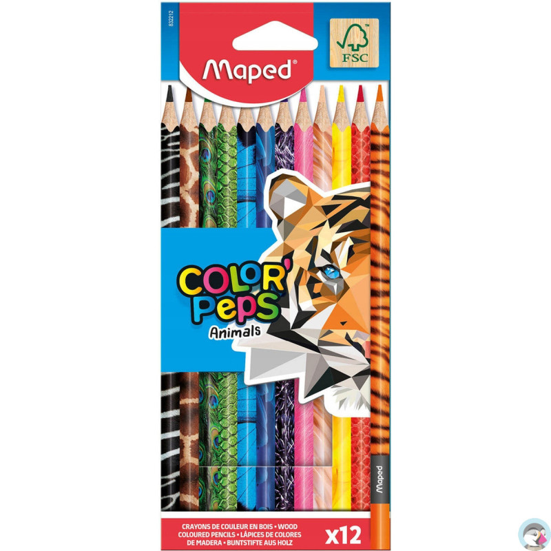 Kredki Colorpeps animals trójkątne 12 szt pud. z zaw. 832212 MAPED