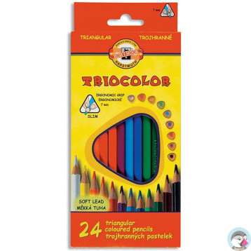 Kredki szkolne TRICOLOR TYGRYS 7mm 24 kolory 3134 KOH-I-NOOR
