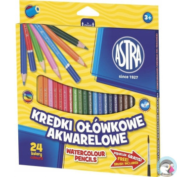 Kredki akwarelowe 24 kolory ołówkowe heksagonalne 312110005 ASTRA