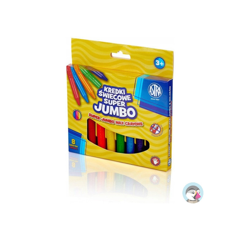 Kredki świecowe szkolne Super JUMBO grube okrągłe 8 kolorów 316118002 ASTRA
