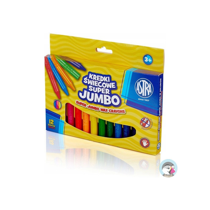 Kredki świecowe szkolne Super JUMBO grube okrągłe 12 kolorów 316118003 ASTRA