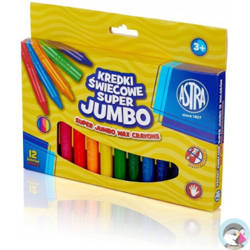 Kredki świecowe szkolne Super JUMBO grube okrągłe 12 kolorów 316118003 ASTRA