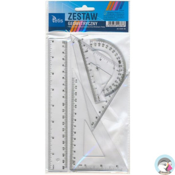 Zestaw geometryczny z linijką 20cm BL001-BK TETIS