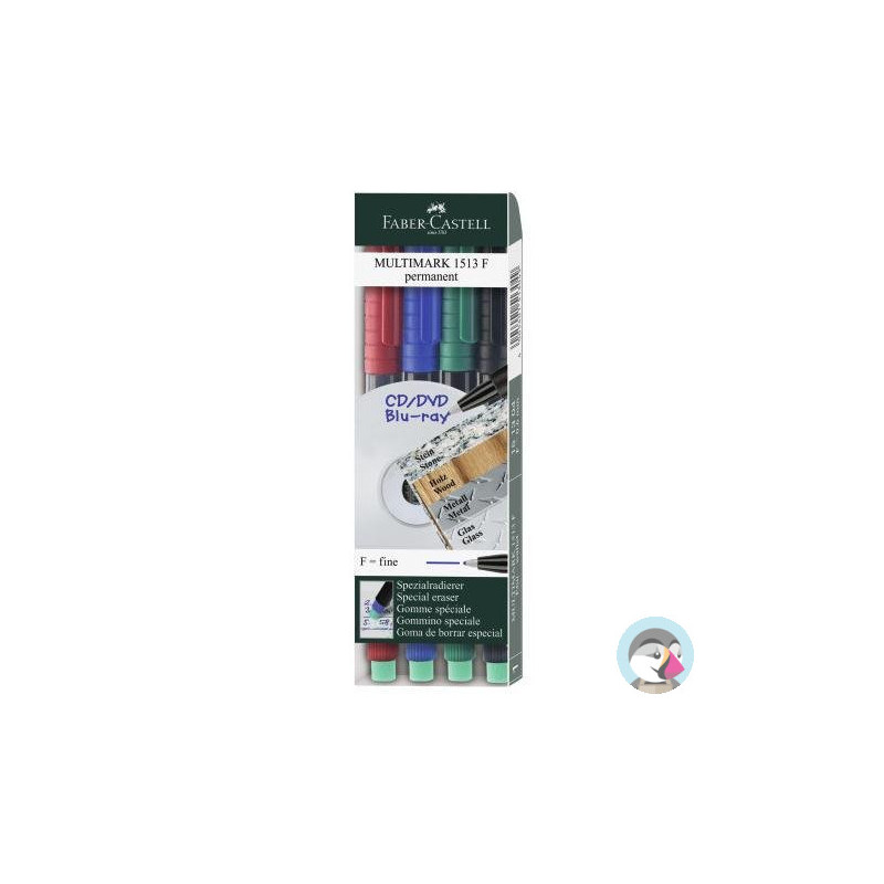 Marker permanentny F 0.6mm 4kolory 151304 FABER-CASTELL