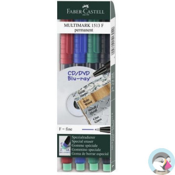 Marker permanentny F 0.6mm 4kolory 151304 FABER-CASTELL