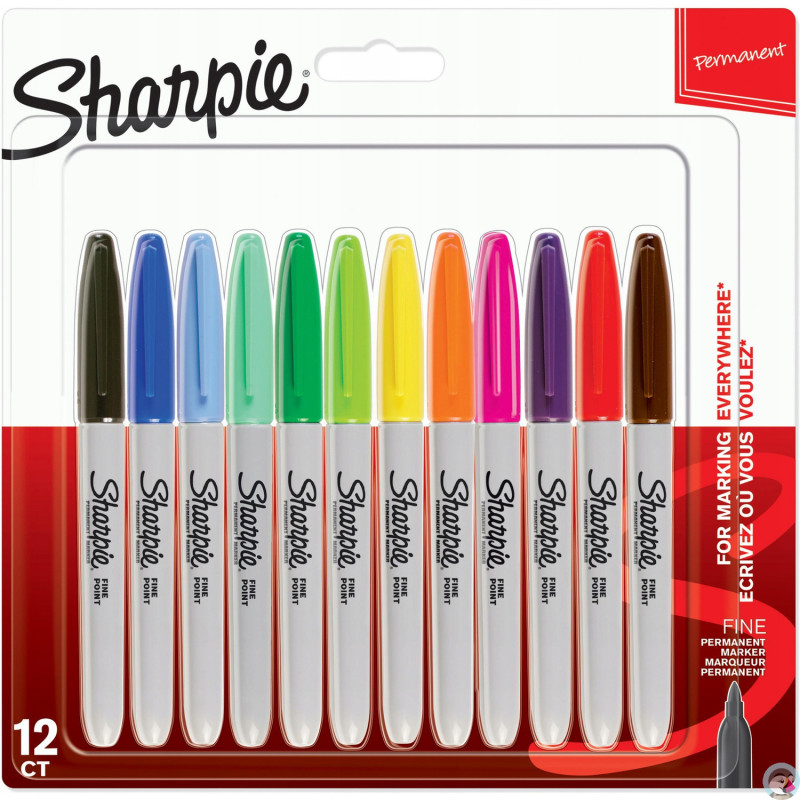 Markery permanentne SHARPIE 12kolorów FINE 2065404
