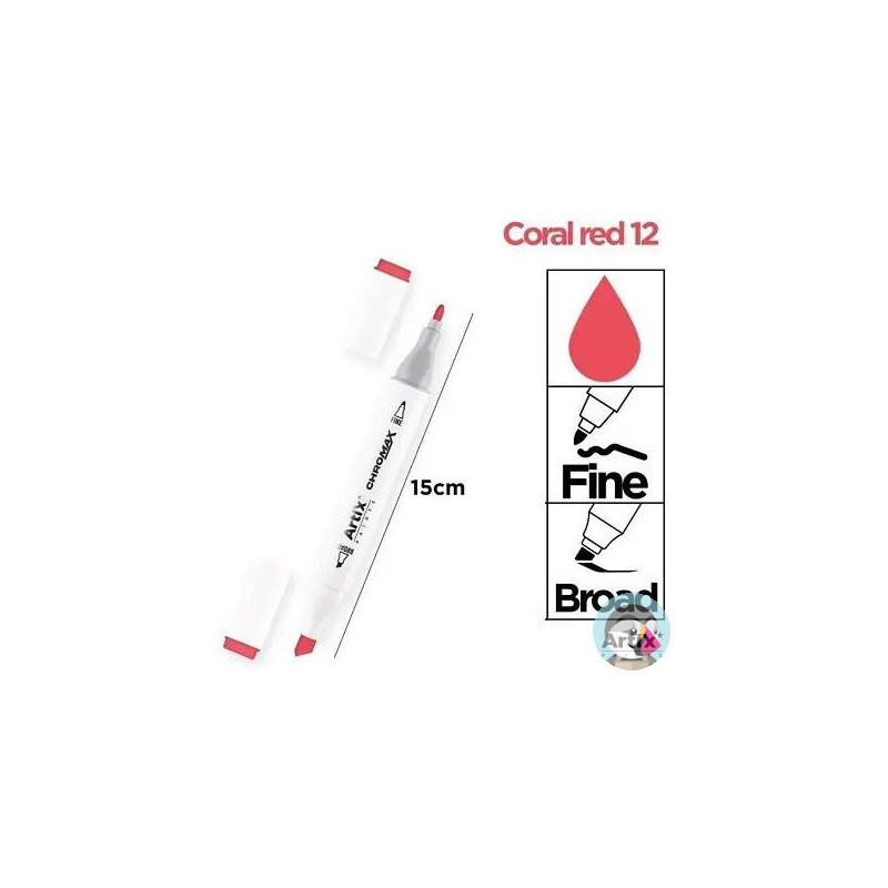 Marker alkoholowy dwustronny CORAL RED PP915-12 ARTIX