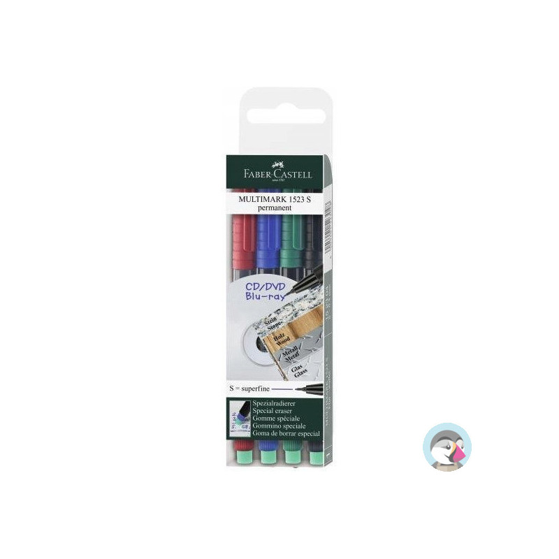Foliopis z gumką S 0.4mm komplet 4kolory 152304 FABER CASTELL