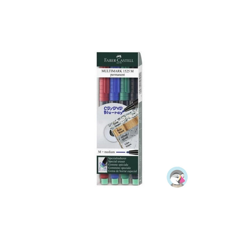 Foliopis z gumką M 1.0mm komplet 4kolory 152504 FABER CASTELL