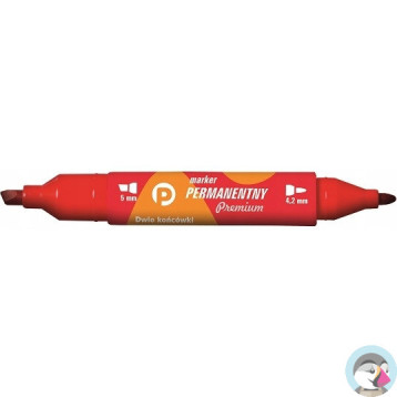 Marker permanentny dwustronny czerwony okrągły/ścięty KM502-C2 TETIS
