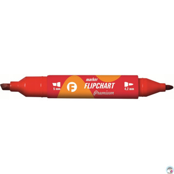 Marker FLIPCHART kon.okr/ści. czerwony KM503-C2 TETIS dwustr. 5mm/4.2mm
