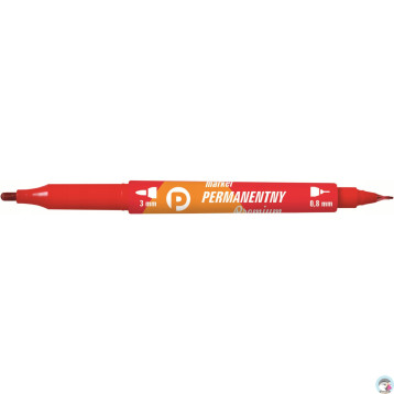 Marker permanentny dwustronny czerwony okrągły/fibrowy KM501-C2 TETIS