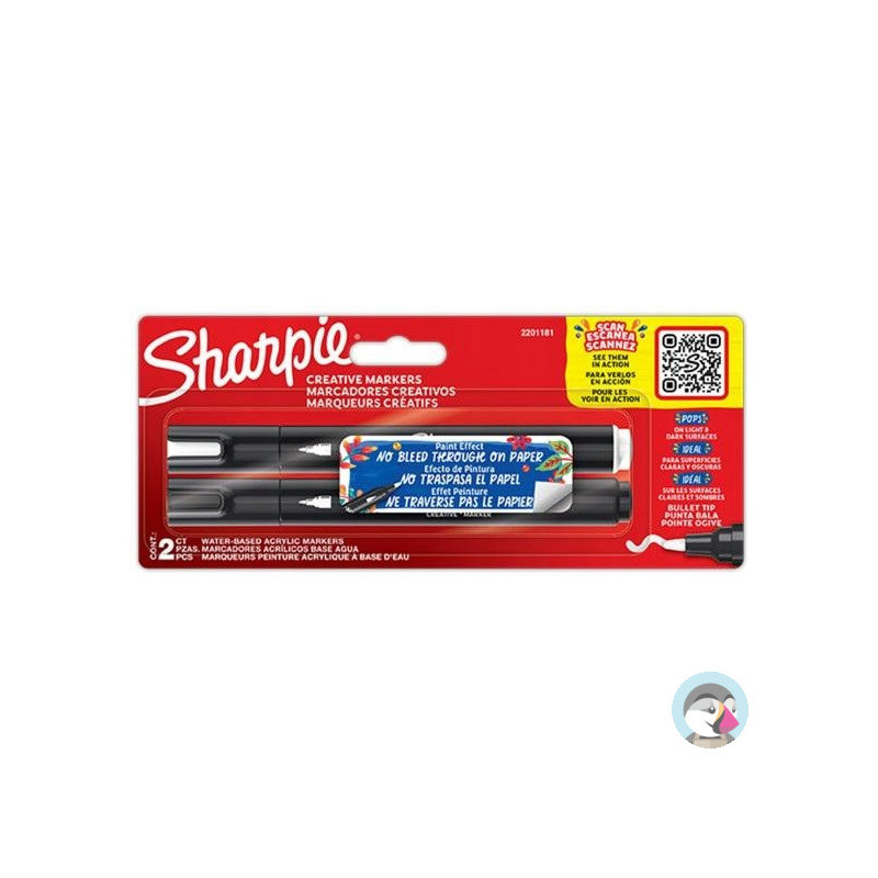 Markery artystyczne akrylowe SHARPIE (2 kolory) biały czarny 2201181