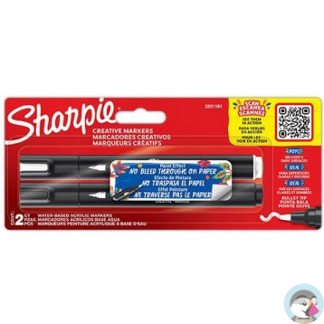 Markery artystyczne akrylowe SHARPIE (2 kolory) biały czarny 2201181
