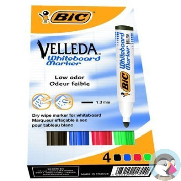 Marker VELLEDA 1701 suchościeralny 4 kolory BIC 904941