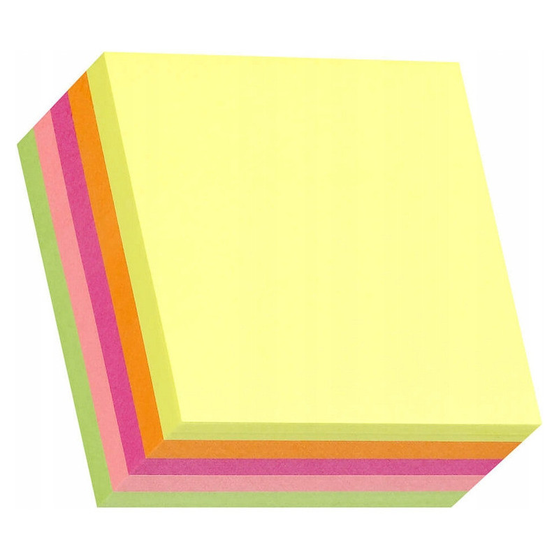 Bloczek samoprzylepny 51x51mm 250k mix 5 kolorów neonowych STICKN 21203