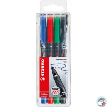 Foliopis STABILO OHPen F niezmywalny 0.7mm 4sztuki.w etui 842/4