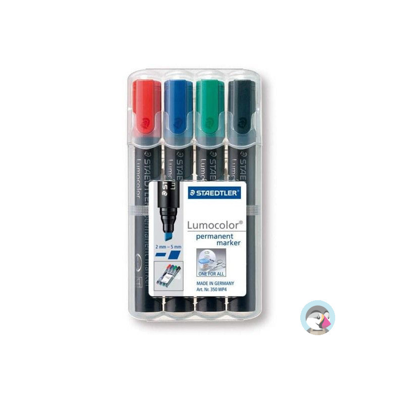 Marker 350S 4 szt w etui STAEDTLER permamentny ścięty